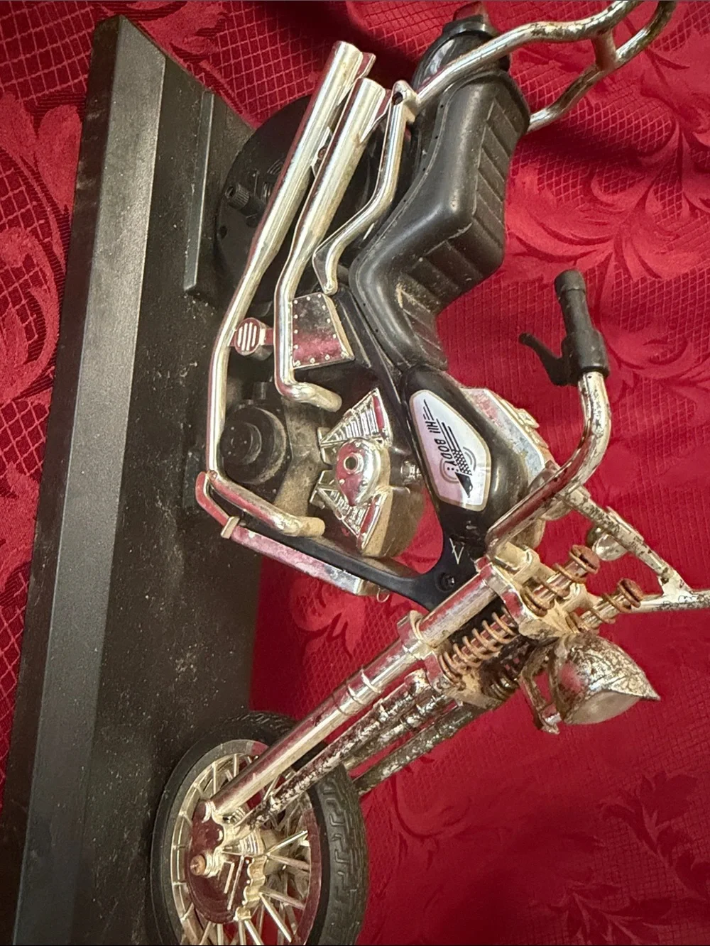 Vintage Motorcycle Toy with Metallic Accents
